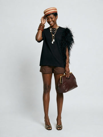 Audacious Feather Asymmetrical T-Shirt