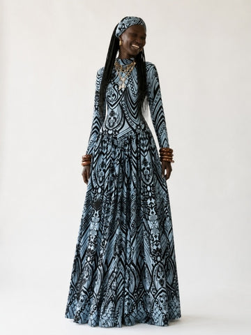 Magnetic Geometric Printed Maxi Dress