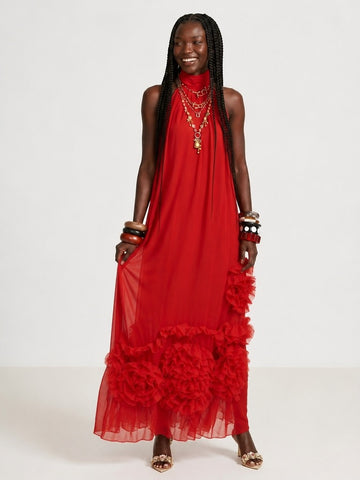 Radiant Ruffled Chiffon Maxi Dress