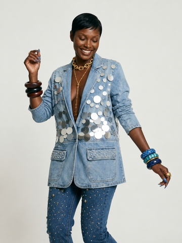 Audacious Sequin Denim Blazer