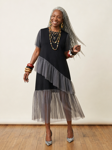 Unique Mesh Spliced Maxi Dress