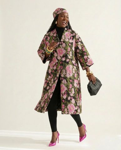 Vibrant Embroidered Floral Trench Coat