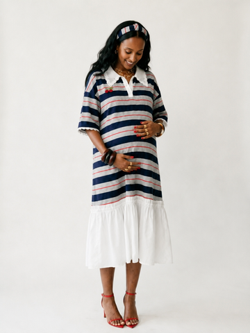 Liberated Striped Ruffled T-Shirt Dress