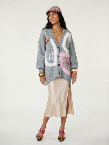 Vibrant Fuzzy Knit Cardigan