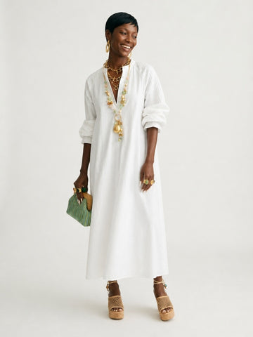Sovereign White Pleated Maxi Dress