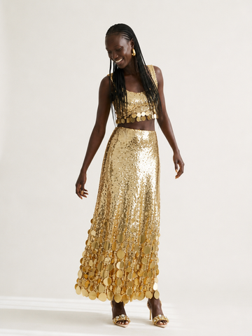 Luminous Gold Sequin Maxi Skirt