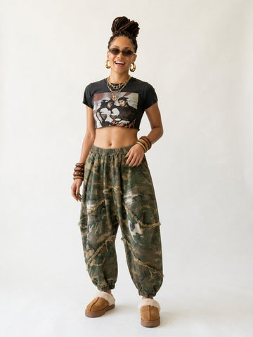 Daring Camouflage Tassel Harem Pants