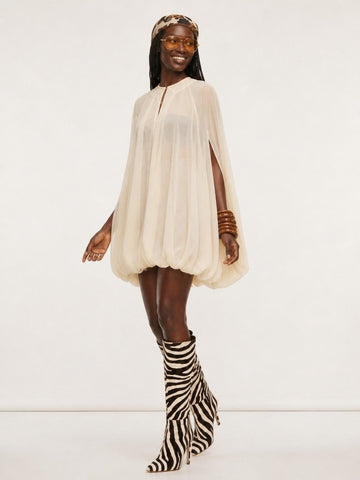 Ethereal Sheer Cape Mini Dress