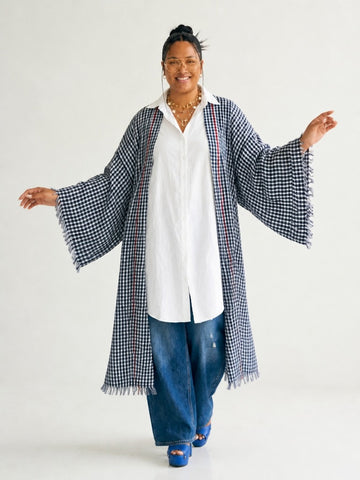 Free Spirit Plaid Fringe Kaftan