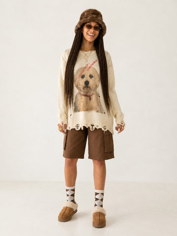 Audacious Ripped Knit Pullover