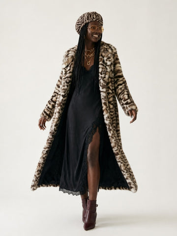 Fierce Leopard Print Faux Fur Coat