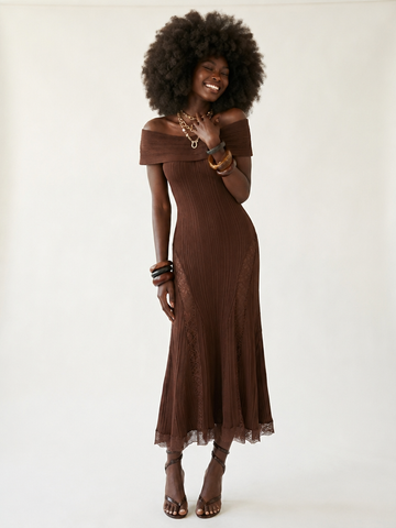 Elegant Knitted Lace Maxi Dress