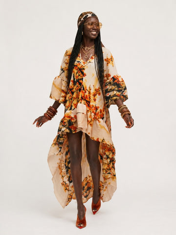 Wanderlust Pleated Print Kaftan