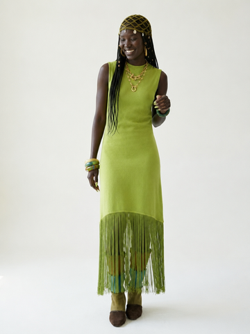 Vibrant Knit Tassel Maxi Dress