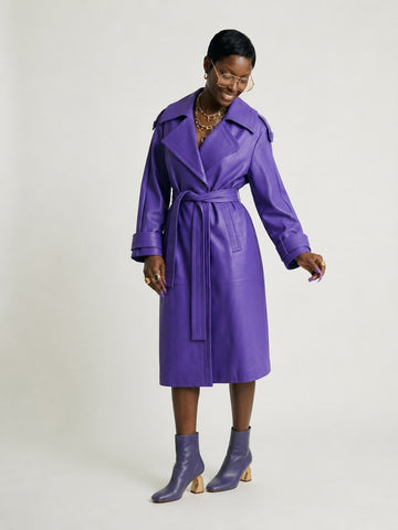 Audacious Faux Leather Trench Coat
