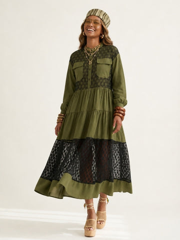 Free Spirit Polka Dot Mesh Maxi Dress