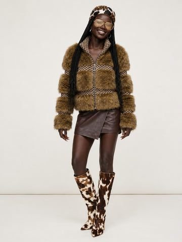Fierce Faux Fur Patchwork Jacket