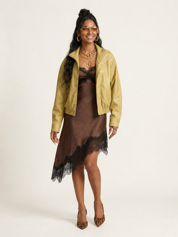 Confident Oversized Distressed Leather Jacket