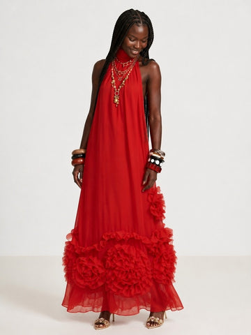 Radiant Ruffled Chiffon Maxi Dress