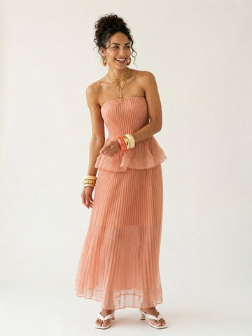 Radiant Pleated Strapless Maxi Dress
