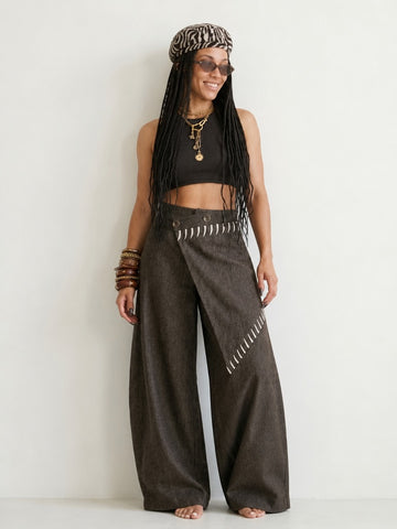 Grounded Patchwork Wide Leg Trousers