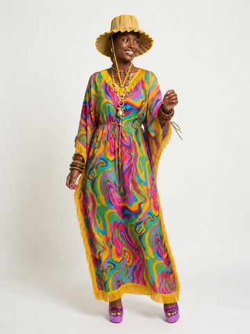 Audacious Abstract Swirl Mesh Dress