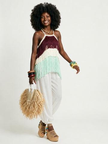 Free Spirit Fringe Halter Blouse