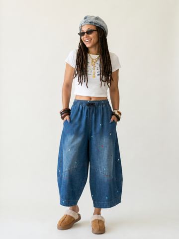 Wanderlust Embroidered Denim Harem Jeans