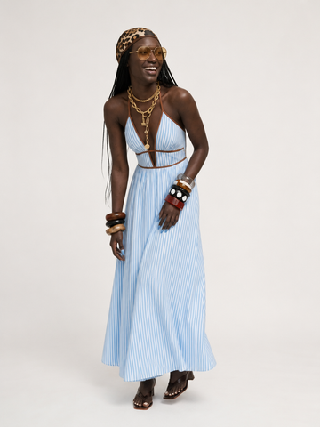 Wanderlust Striped Halter Maxi Dress