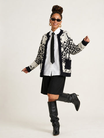 Distinctive Jacquard Knit Cardigan