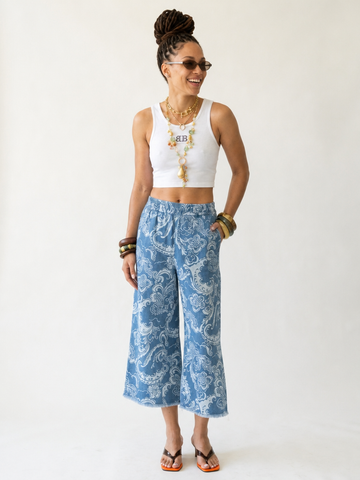 Wanderlust Floral Washed Wide-Leg Pants