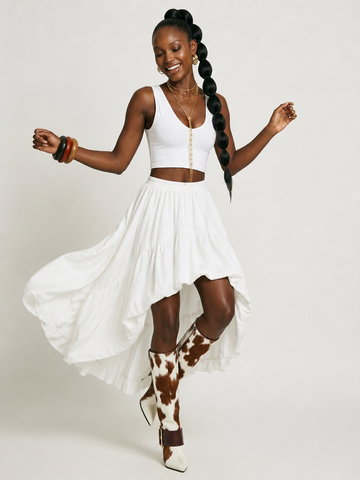 Free Spirit Irregular Hem Midi Skirt
