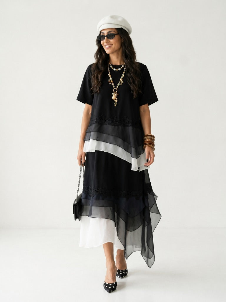 Unique Layered Flowing Two-Piece Set