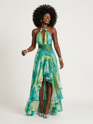 Free Spirit Tie-Dye Ruffle Maxi Dress