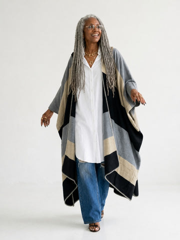Wanderlust Striped Hooded Kimono