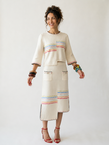 Vibrant Striped Knit Two-Piece Set