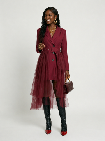 Bold Mesh Midi Blazer