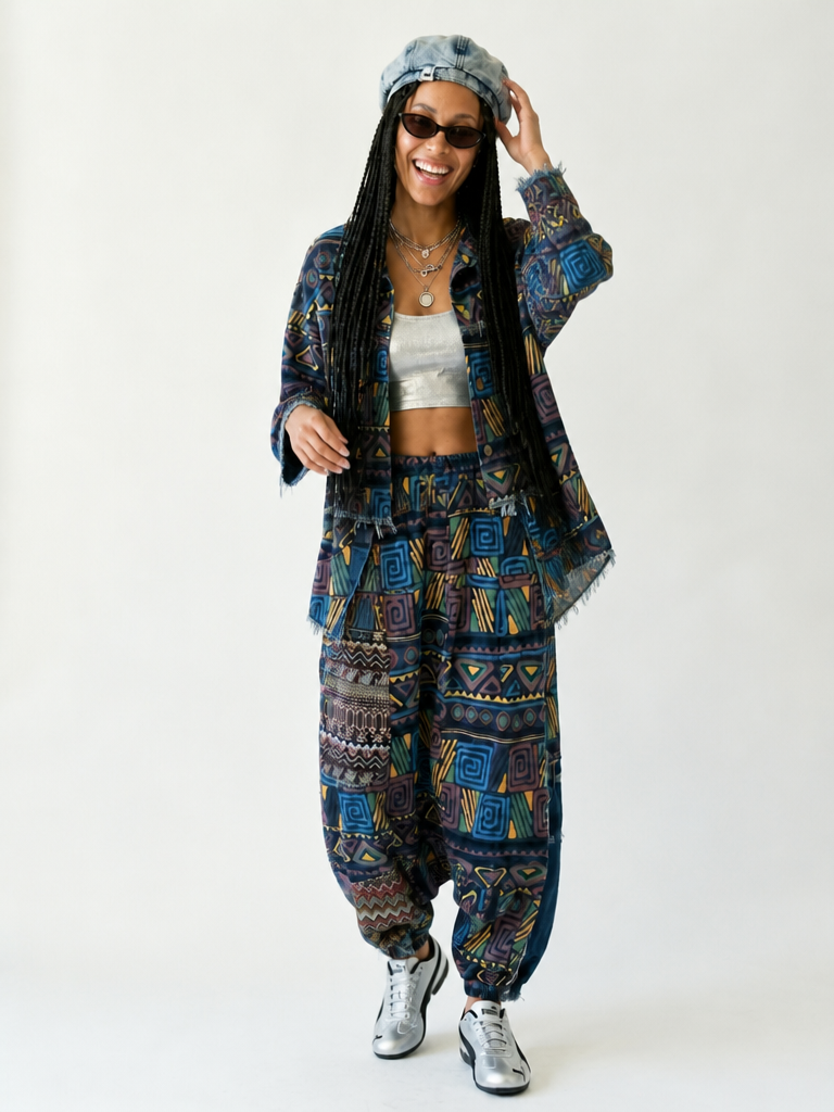 Wild Heart Printed Denim Set