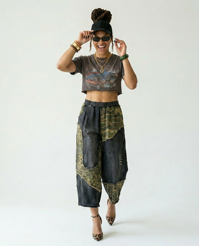 Audacious Camo Leopard Patchwork Jeans