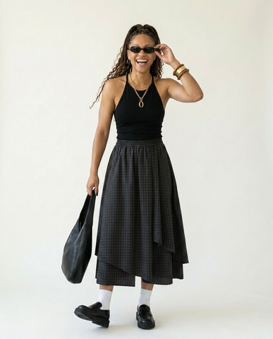 Unstoppable Plaid Irregular Skirt