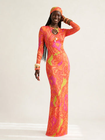 Dynamic Cutout Printed Maxi Dress