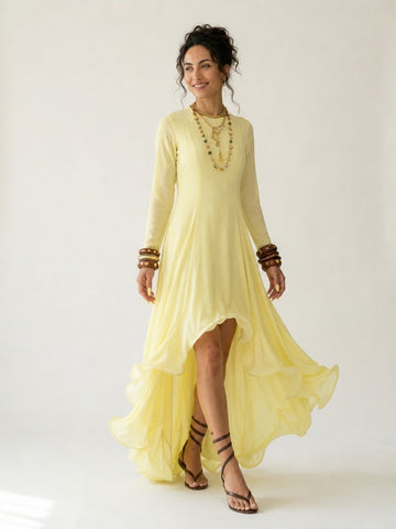 Radiant Ruffle Mesh Maxi Dress