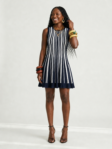 Spirited Striped Knit Mini Dress