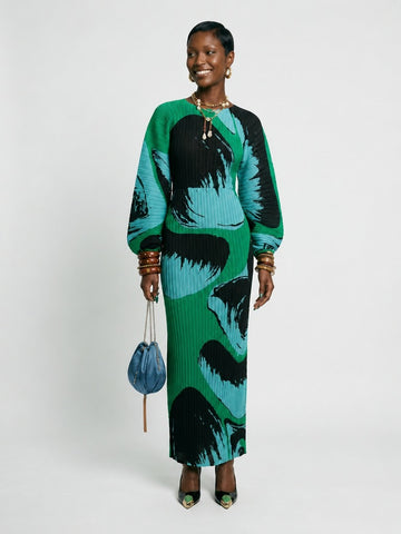 Divine Pleated Hand-Painted Maxi Dress