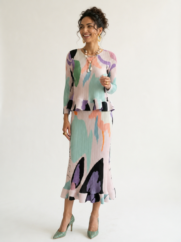Free Spirit Pleated Printed Two-Piece Set