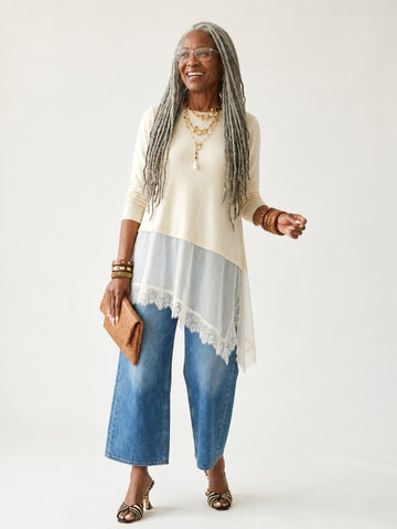 Worthy Lace Irregular T-shirt