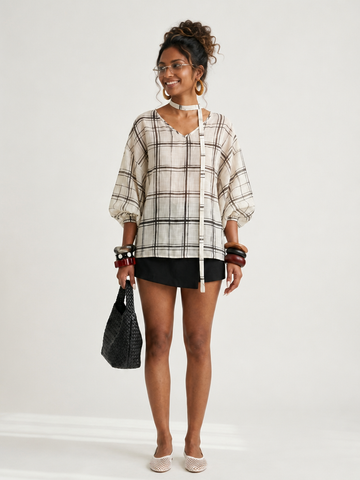 Wanderlust Loose Plaid Blouse