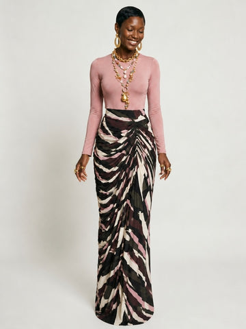 Radiant Ruched Patterned Maxi Dress