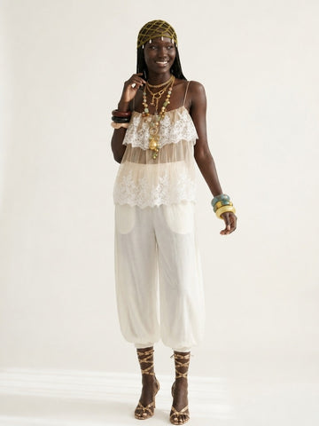 Ethereal Lace Ruffle Camisole