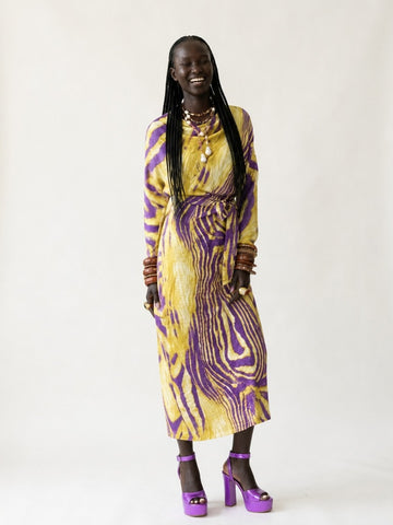 Vibrant Abstract Print Maxi Dress